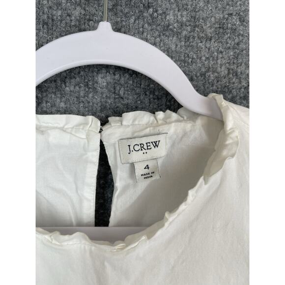 J. Crew Factory White Sun Dress Women's Size 4 Sleeveless Ruffle Colar Cotton - Picture 4 of 14